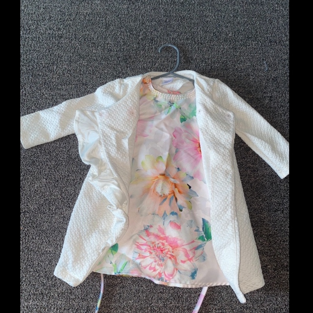 White jacket with flower dress